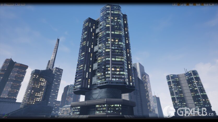 UE低多边形现代/科幻建筑模型资产 Low Poly Modern SciFi Building Models