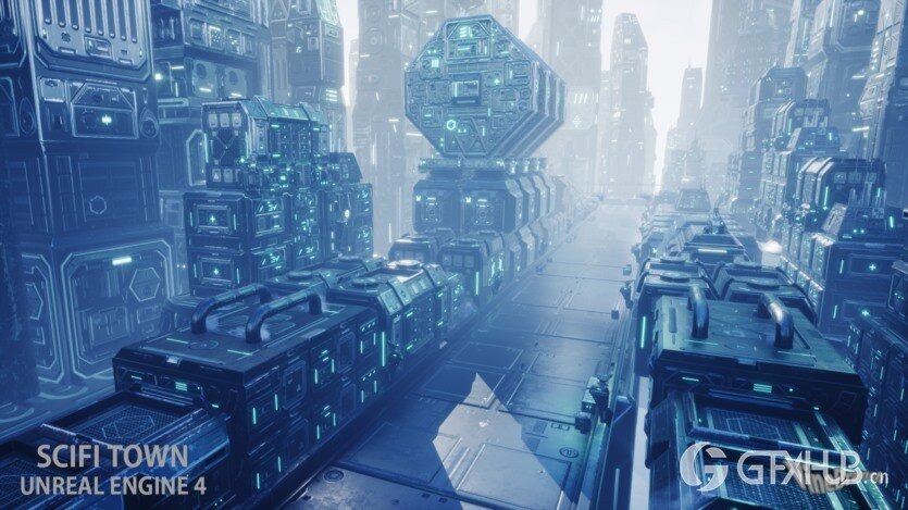 UE虚幻引擎科幻小镇资产 SCIFI TOWN UE4.27