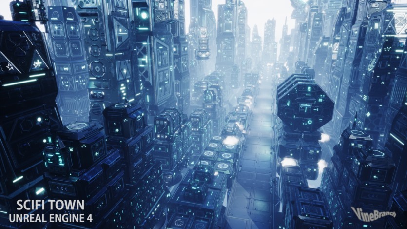 UE虚幻引擎科幻小镇资产 SCIFI TOWN UE4.27