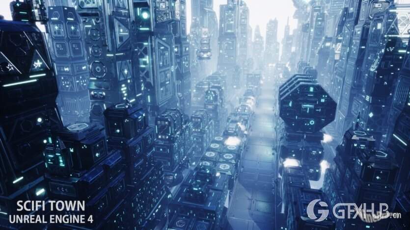 UE虚幻引擎科幻小镇资产 SCIFI TOWN UE4.27
