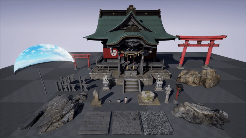 UE虚幻引擎日本神社模型资产 Shinto Shrine (4.27+)