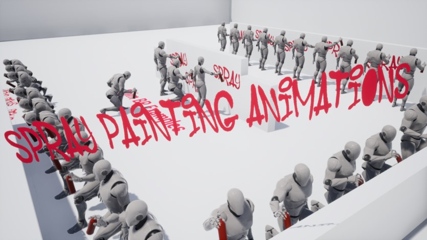 UE喷漆/涂鸦动画资产 Spray Painting Animations (UE4.27+)