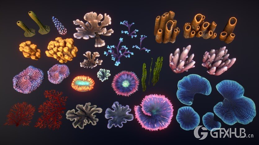 UE虚幻引擎珊瑚模型资产 Unreal Engine Corals (4.23 - 4.27, 5.0 - 5.2)