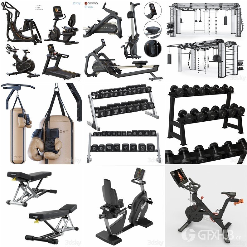27套健身器械3D模型合集- 20240606