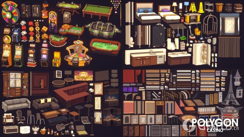 UE低多边形模块化赌场环境和角色 POLYGON Casino - Low Poly Modular Environment and Characters