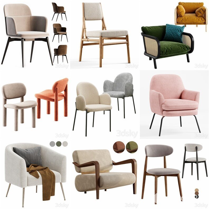 3DSky Pro 沙发椅子灯具装饰3D模型合辑2024年6月第3季 | 440套 | 20.4GB