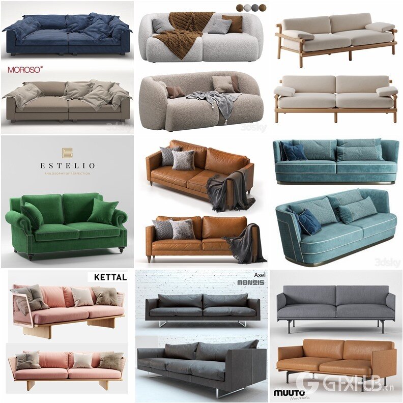 3DSky Pro 沙发椅子灯具装饰3D模型合辑2024年6月第3季 | 440套 | 20.4GB