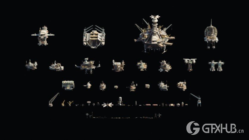 天空之城未来奇幻建筑3D模型 Kitbash3D – City in the Sky