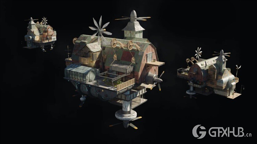 天空之城未来奇幻建筑3D模型 Kitbash3D – City in the Sky