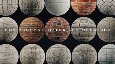 140种高细节扫描无缝 4K PBR 环境贴图 Environment PBR Materials Mega set Vol 02