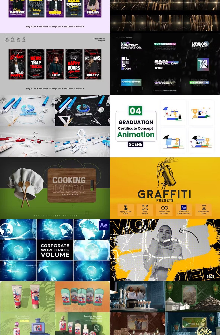 After Effects AE模版素材合集2024年第4季 After Effects Video Template Bundle 2024 Vol.4