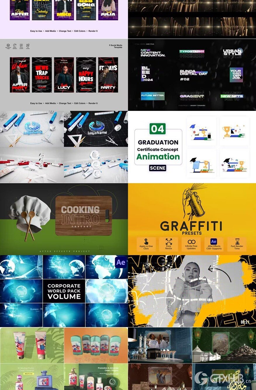 After Effects AE模版素材合集2024年第4季 After Effects Video Template Bundle 2024 Vol.4