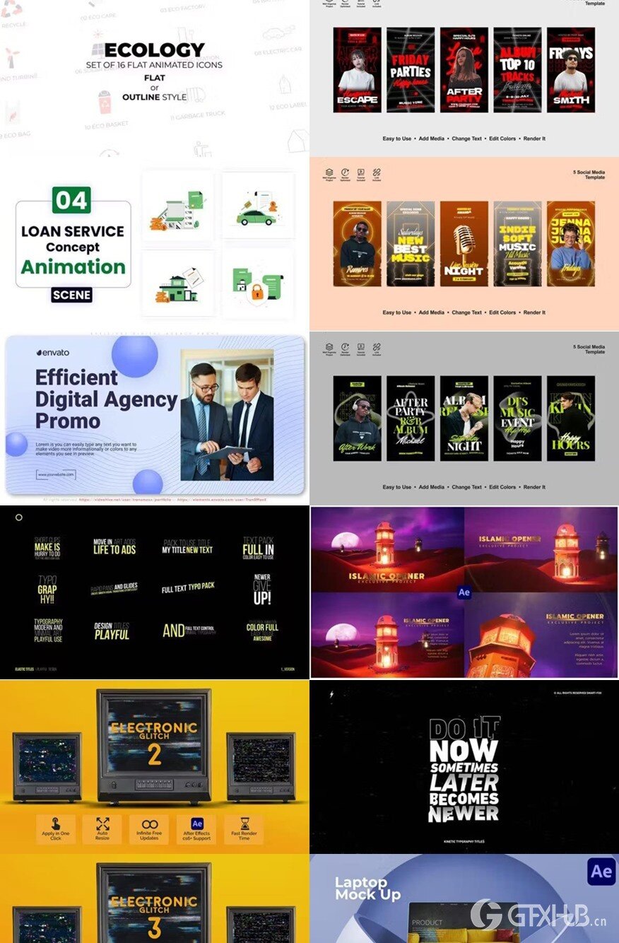 After Effects AE模版素材合集2024年第4季 After Effects Video Template Bundle 2024 Vol.4