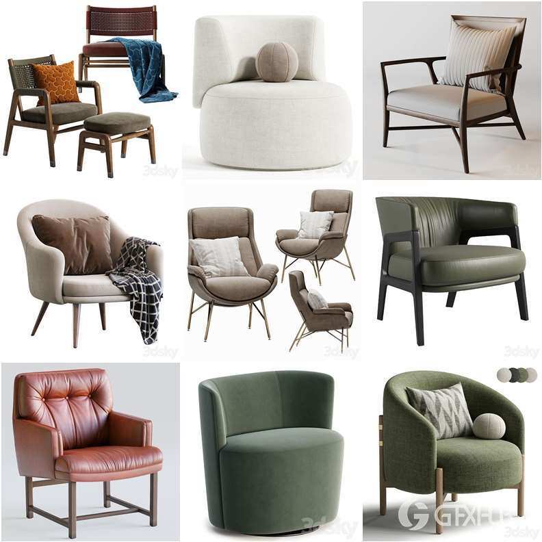 3DSky Pro 沙发椅子灯具装饰数码家电3D模型合辑2024年7月第1季 | 400套 | 19GB