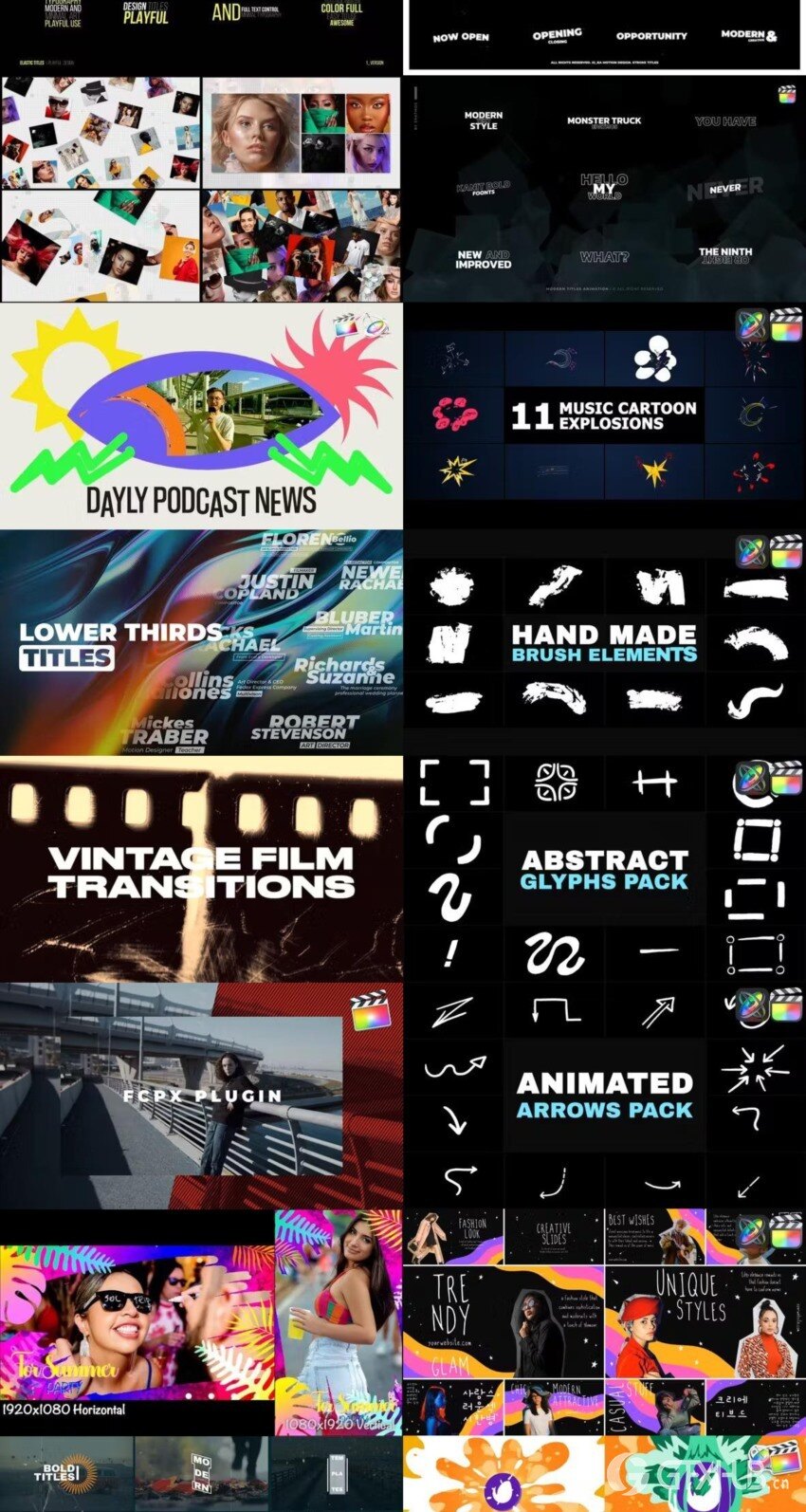 Apple Motion & FCPX 预设、模板、插件素材合集2024年6月第一季