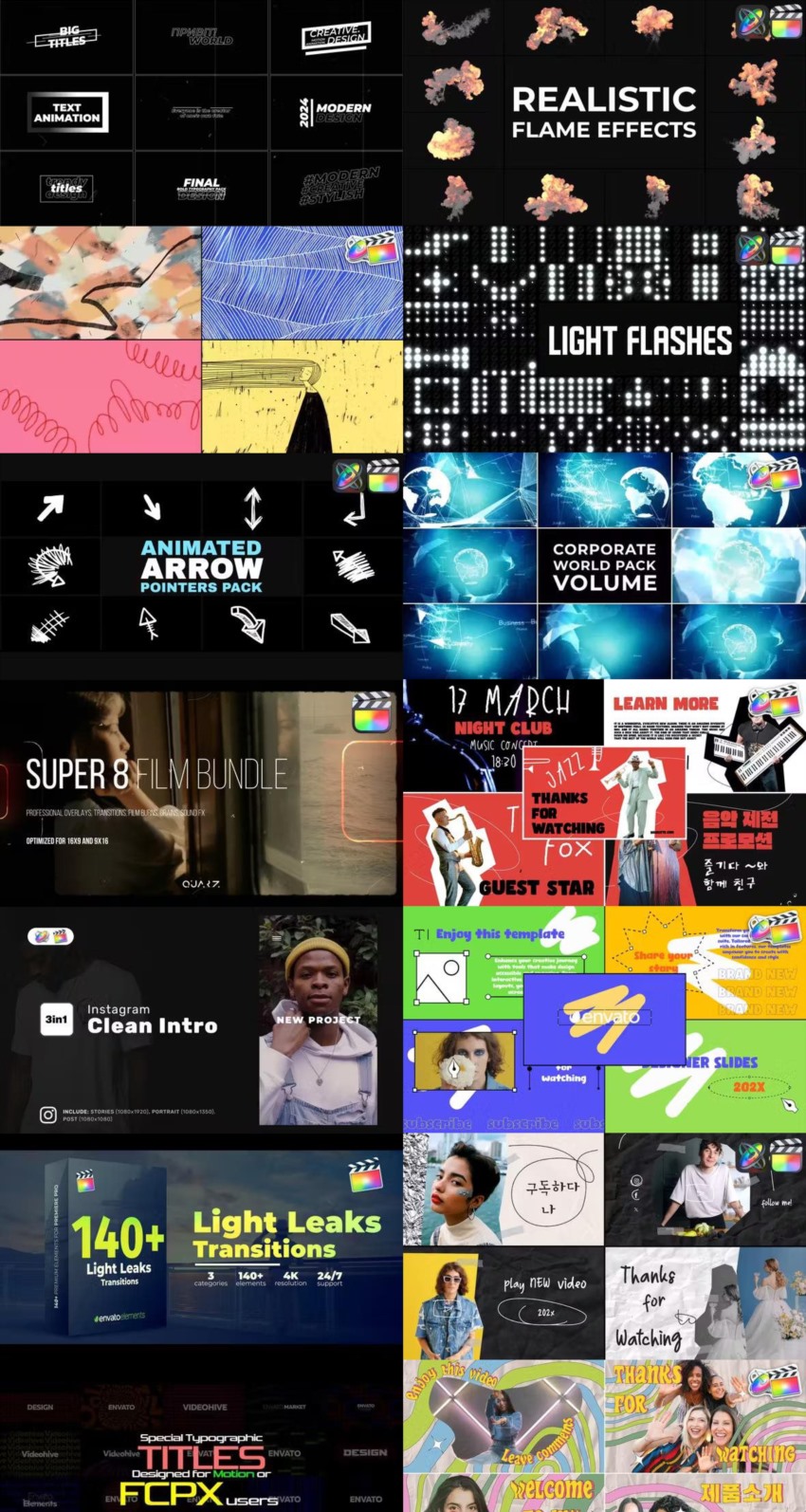 Apple Motion & FCPX 预设、模板、插件素材合集2024年6月第一季