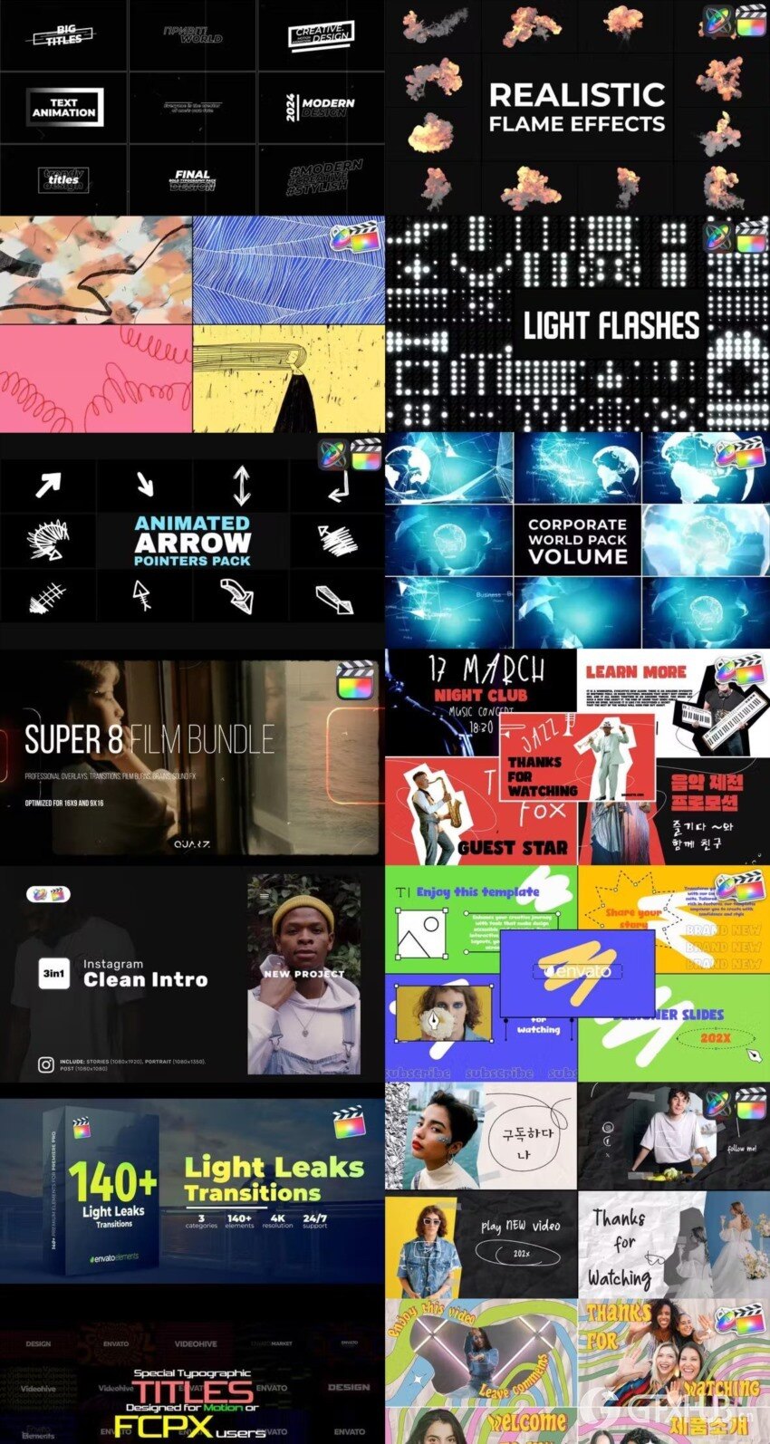 Apple Motion & FCPX 预设、模板、插件素材合集2024年6月第一季