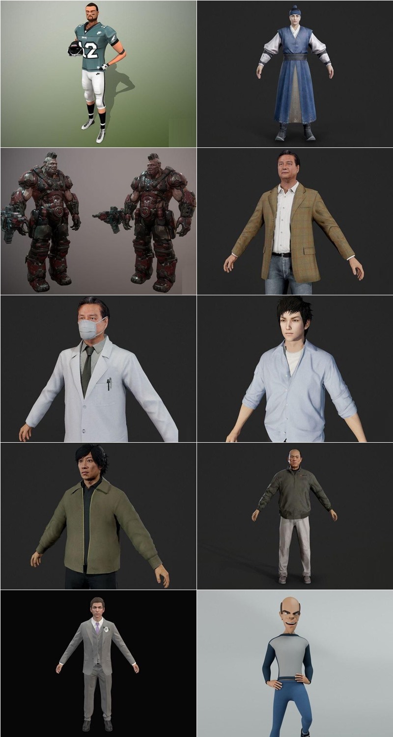 31组人物角色3D模型合集 (格式：MAXFBXOBJ)