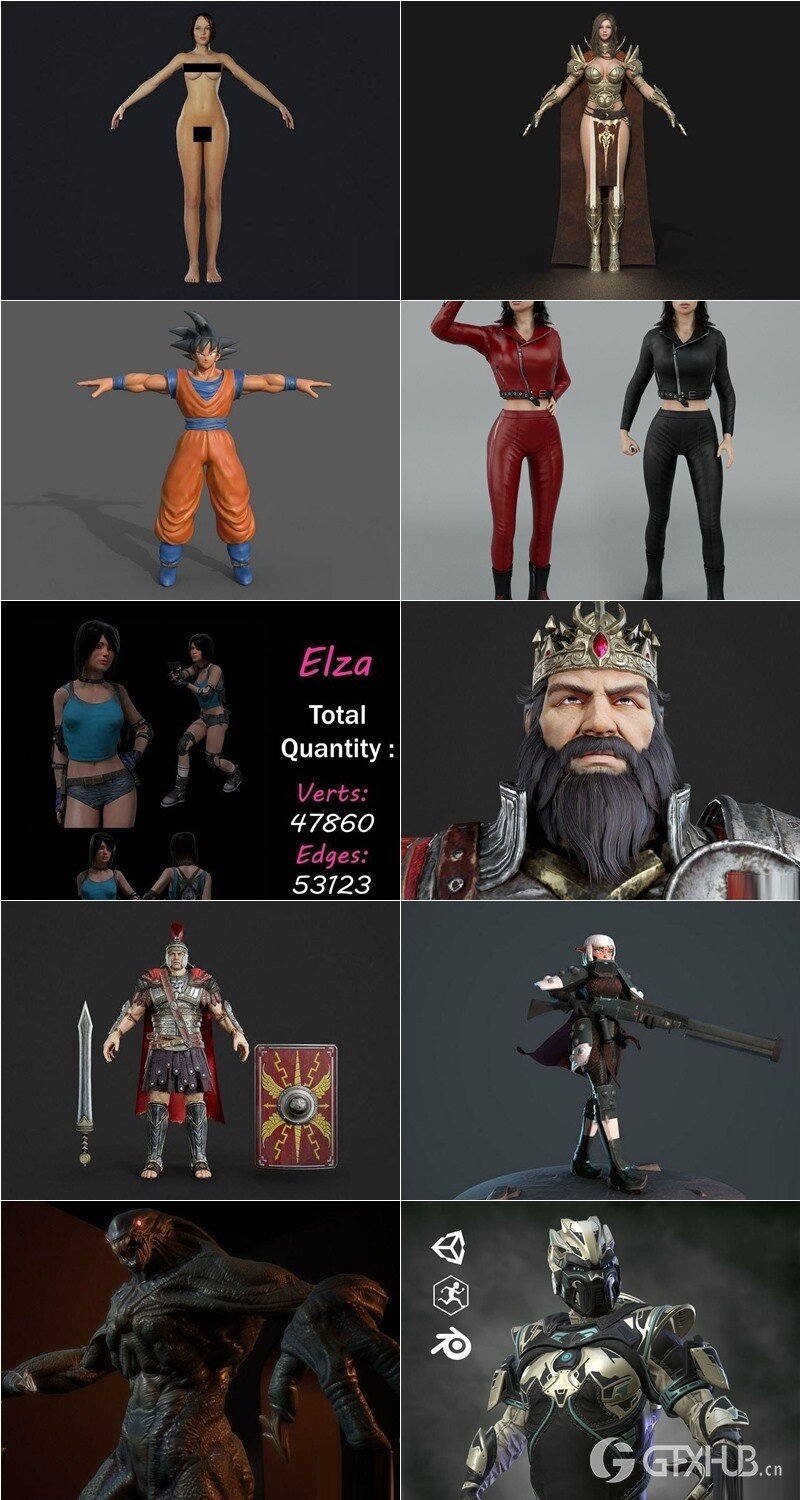 31组人物角色3D模型合集 (格式：MAXFBXOBJ)