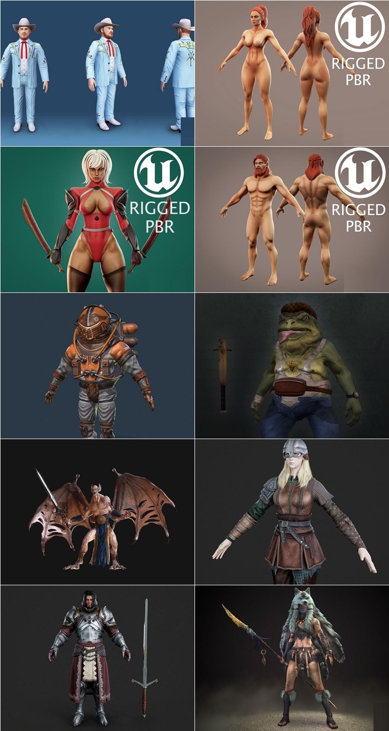 31组人物角色3D模型合集 (格式：MAXFBXOBJ)