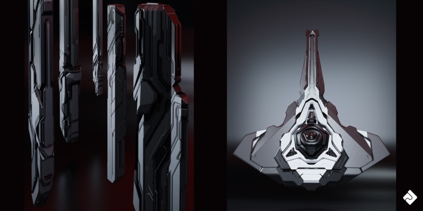 外星科幻建筑飞行器3D模型 Epic Sci-Fi – 3D Kitbash Pack (Blender/FBX/OBJ格式)