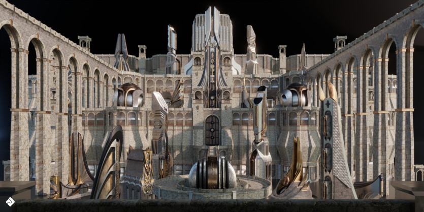 北欧奇幻风格建筑3D模型 Neo Asgard – 3D Kitbash Pack (Blender/FBX/OBJ格式)