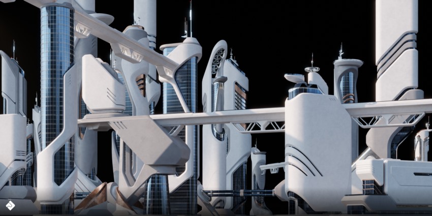 未来城市建筑3D模型 Future City – 3D Kitbash Pack (Blender/FBX/OBJ格式)