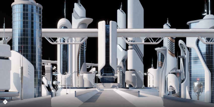 未来城市建筑3D模型 Future City – 3D Kitbash Pack (Blender/FBX/OBJ格式)