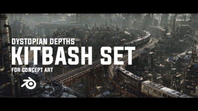 反乌托邦城市建筑3D模型 Dystopian Depths Kitbash (Blender/FBX格式)