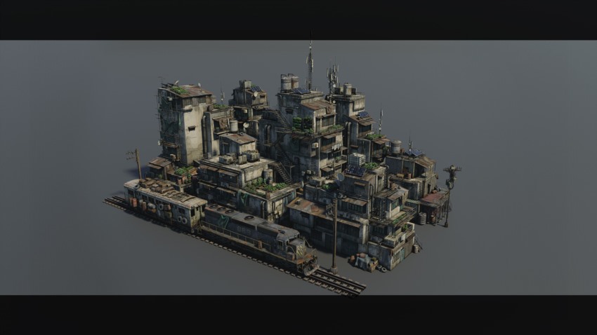 反乌托邦城市建筑3D模型 Dystopian Depths Kitbash (Blender/FBX格式)