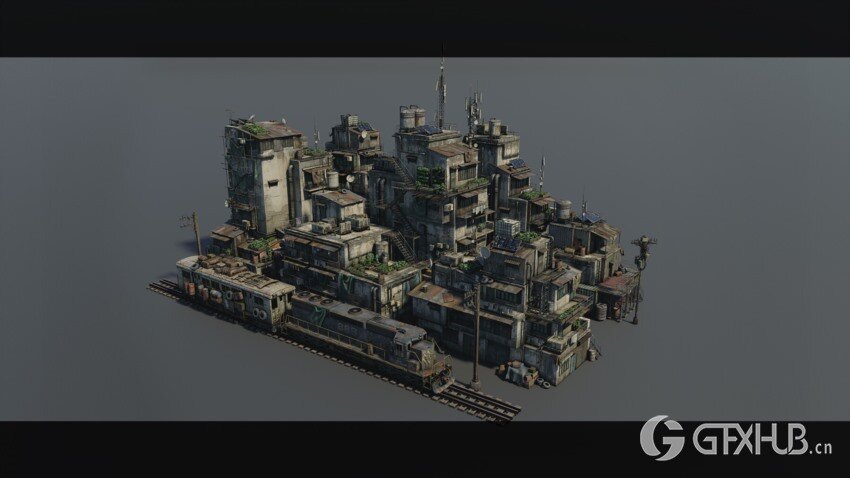 反乌托邦城市建筑3D模型 Dystopian Depths Kitbash (Blender/FBX格式)