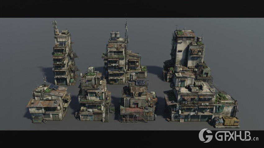 反乌托邦城市建筑3D模型 Dystopian Depths Kitbash (Blender/FBX格式)