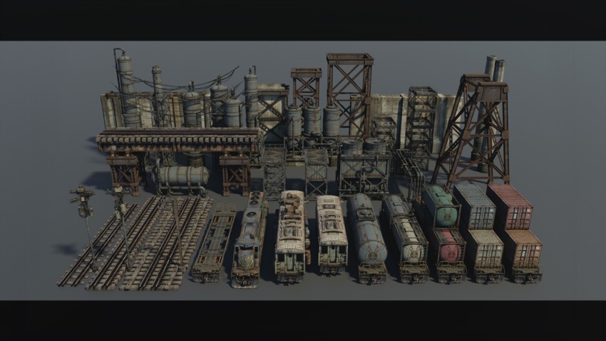 反乌托邦城市建筑3D模型 Dystopian Depths Kitbash (Blender/FBX格式)