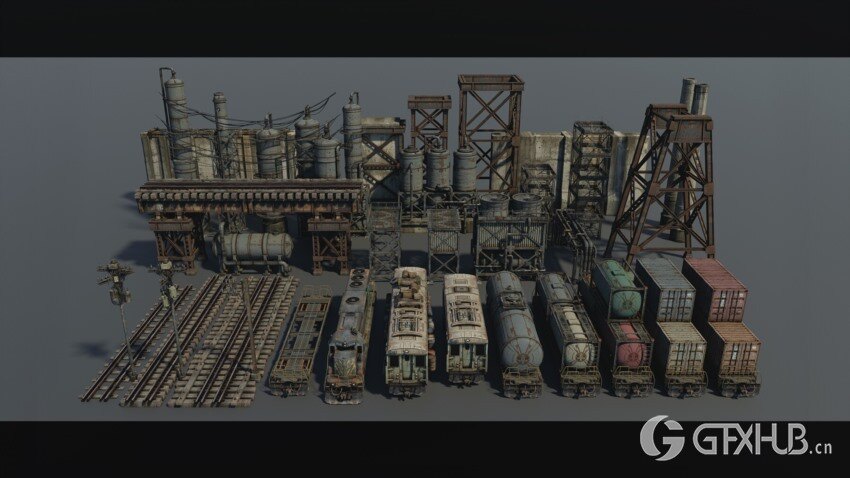 反乌托邦城市建筑3D模型 Dystopian Depths Kitbash (Blender/FBX格式)