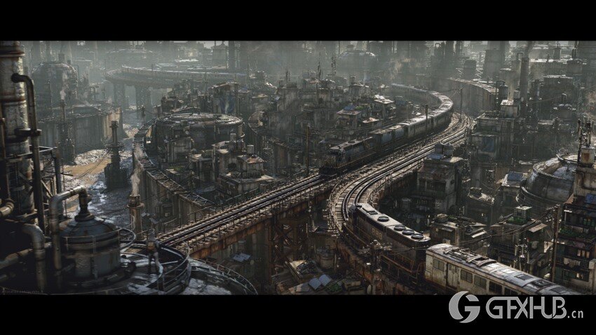 反乌托邦城市建筑3D模型 Dystopian Depths Kitbash (Blender/FBX格式)