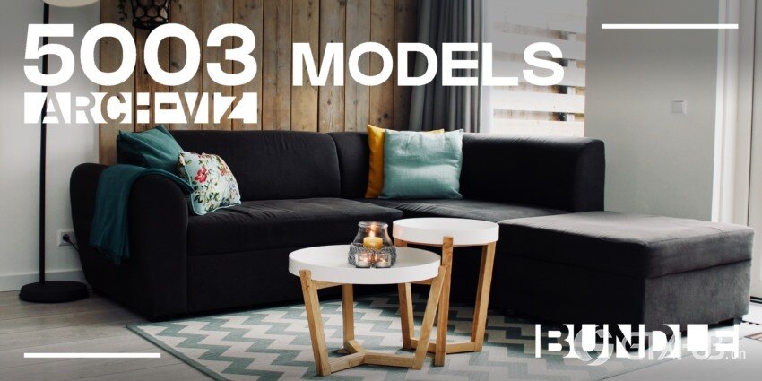 Blender 5003组室内家具床桌椅柜子沙发灯具植物3D模型 4套全集