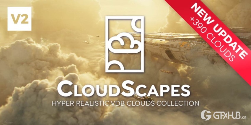 395组Blender真实云朵白云爆炸火焰拖尾烟雾烟花极光VDB体积云模型 Cloudscapes V2