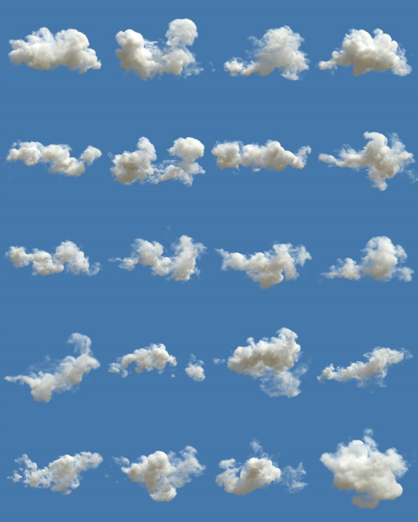 395组Blender真实云朵白云爆炸火焰拖尾烟雾烟花极光VDB体积云模型 Cloudscapes V2