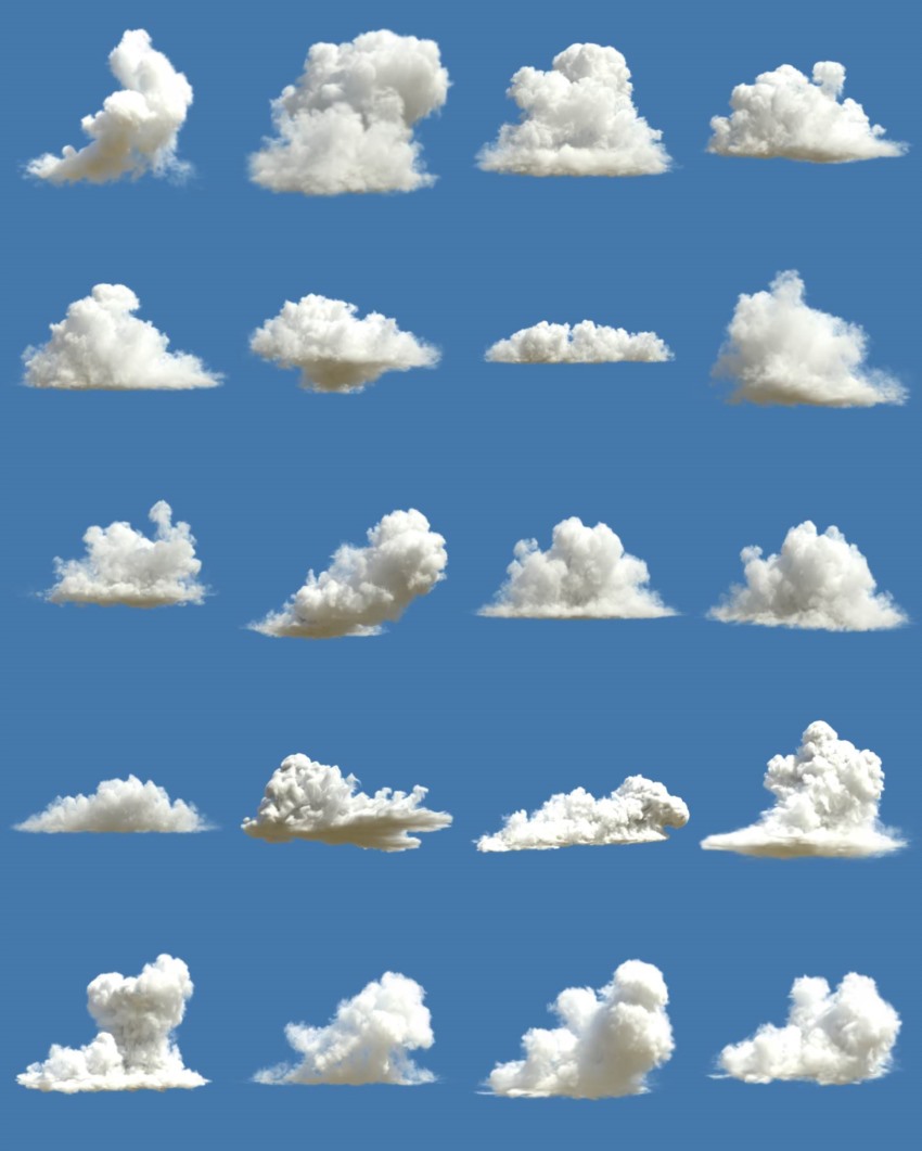 395组Blender真实云朵白云爆炸火焰拖尾烟雾烟花极光VDB体积云模型 Cloudscapes V2
