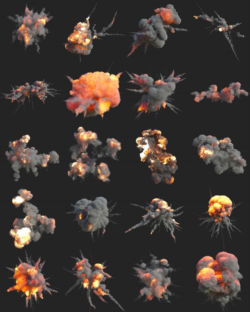 395组Blender真实云朵白云爆炸火焰拖尾烟雾烟花极光VDB体积云模型 Cloudscapes V2