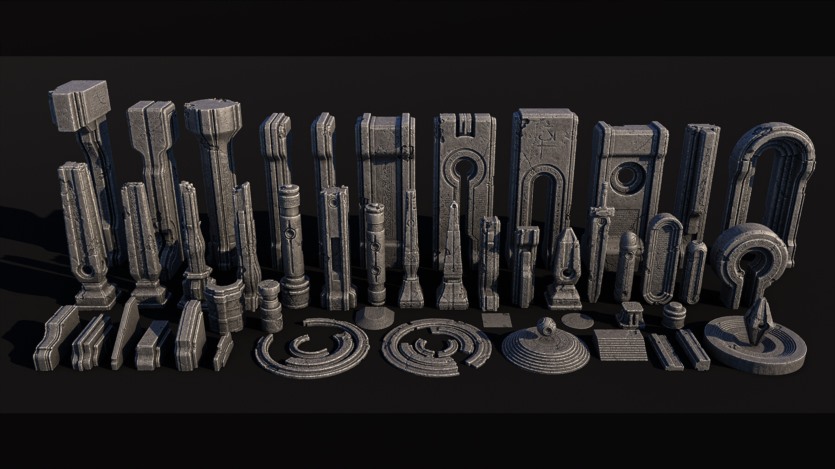 神秘古老祭祀神庙3D模型 Ancient Temple Kitbash Set (FBX格式)