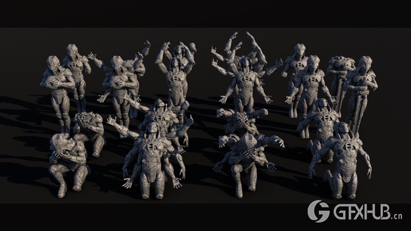 神秘古老祭祀神庙3D模型 Ancient Temple Kitbash Set (FBX格式)