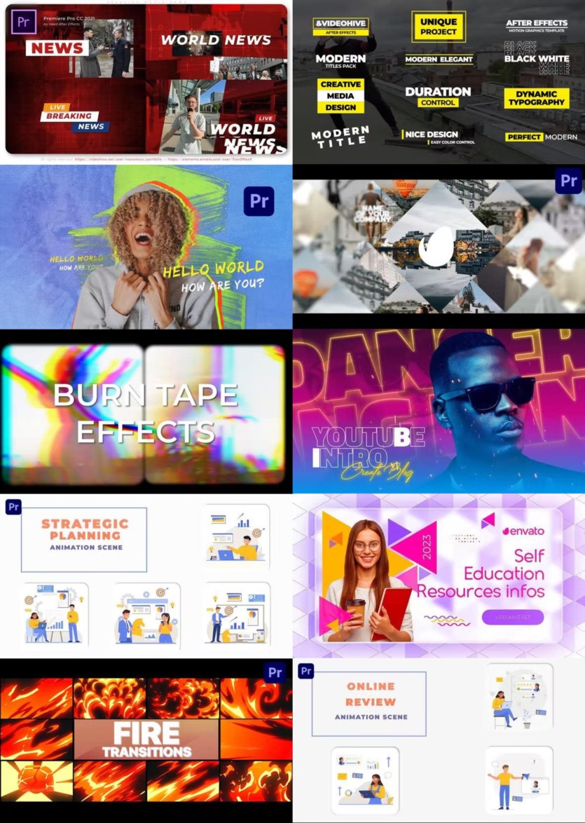 Premiere Pro PR模板素材合集2023年第1季 Premiere Pro Templates Bundle 2023 Vol.1