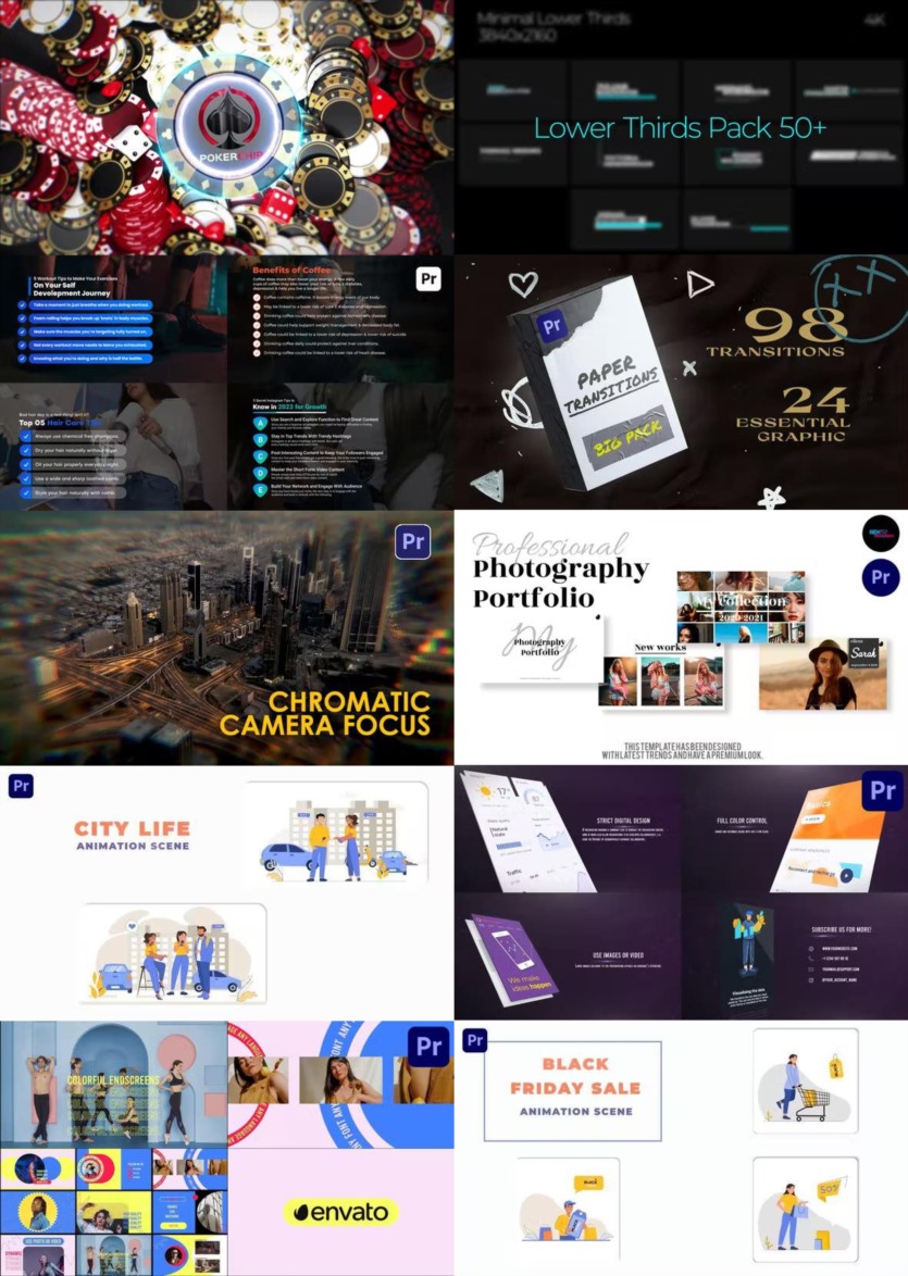 Premiere Pro PR模板素材合集2023年第1季 Premiere Pro Templates Bundle 2023 Vol.1