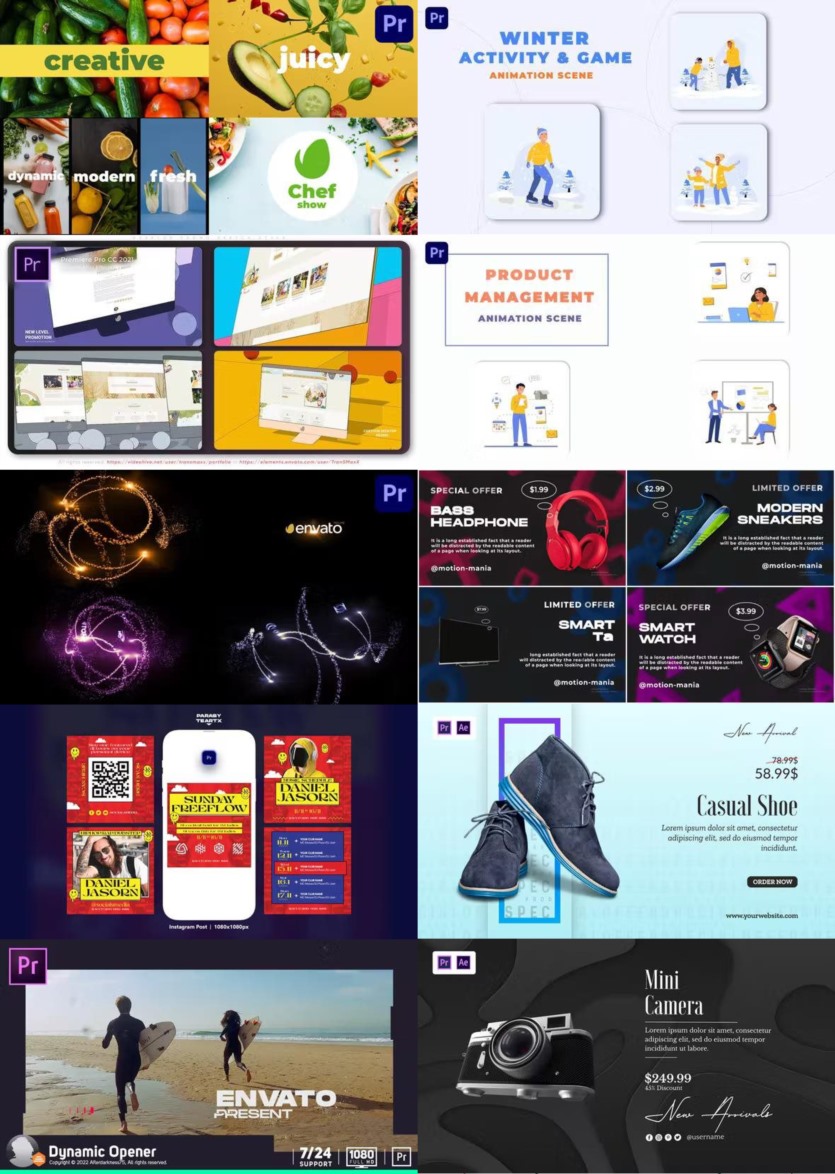Premiere Pro PR模板素材合集2023年第1季 Premiere Pro Templates Bundle 2023 Vol.1
