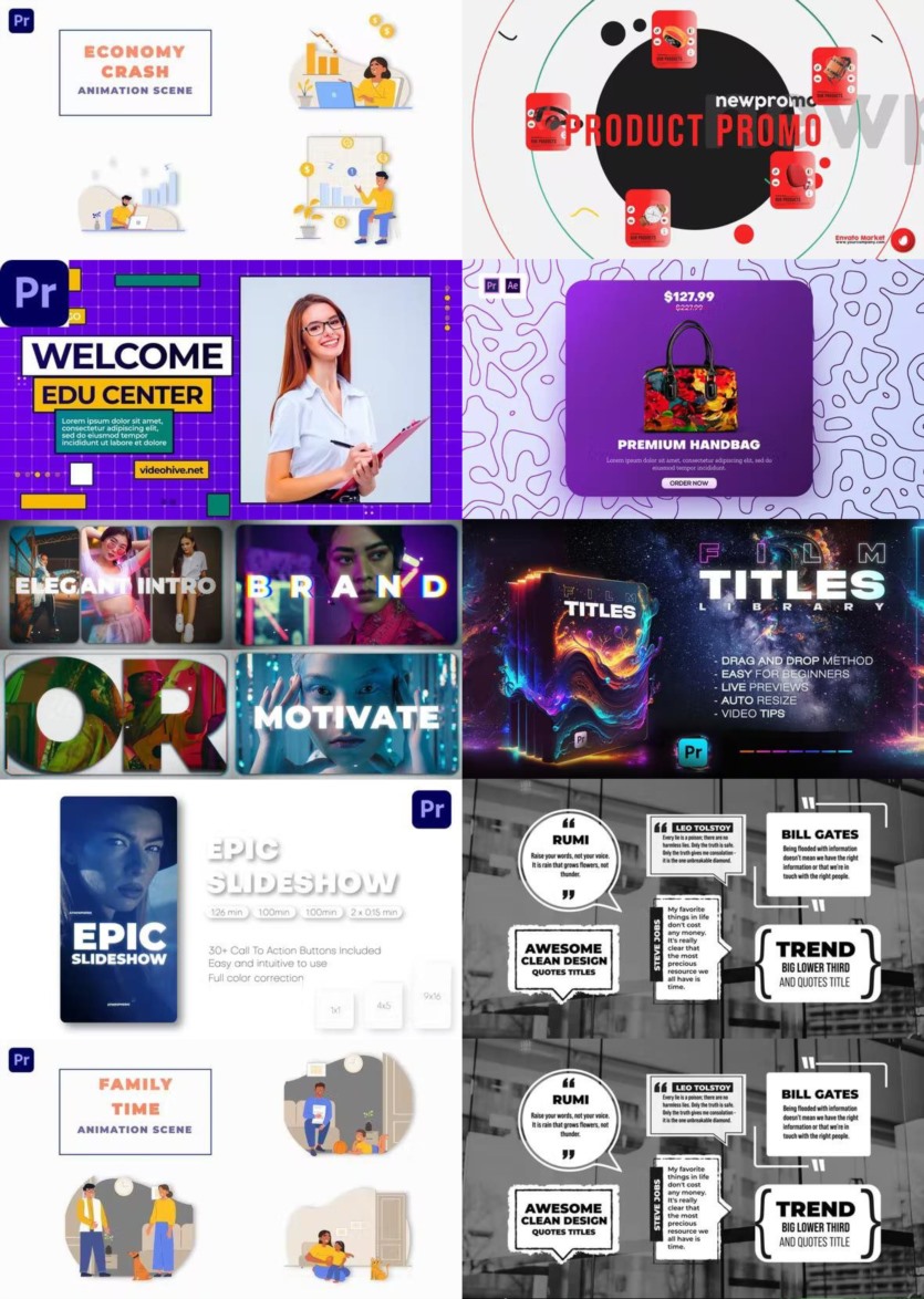 Premiere Pro PR模板素材合集2023年第1季 Premiere Pro Templates Bundle 2023 Vol.1