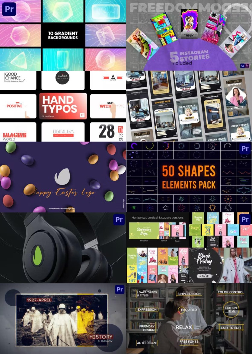 Premiere Pro PR模板素材合集2023年第1季 Premiere Pro Templates Bundle 2023 Vol.1