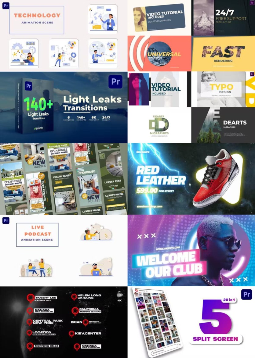 Premiere Pro PR模板素材合集2023年第1季 Premiere Pro Templates Bundle 2023 Vol.1