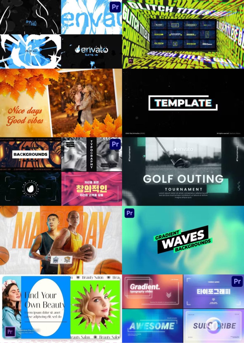 Premiere Pro PR模板素材合集2024年第1季 Premiere Pro Templates Bundle 2024 Vol.1