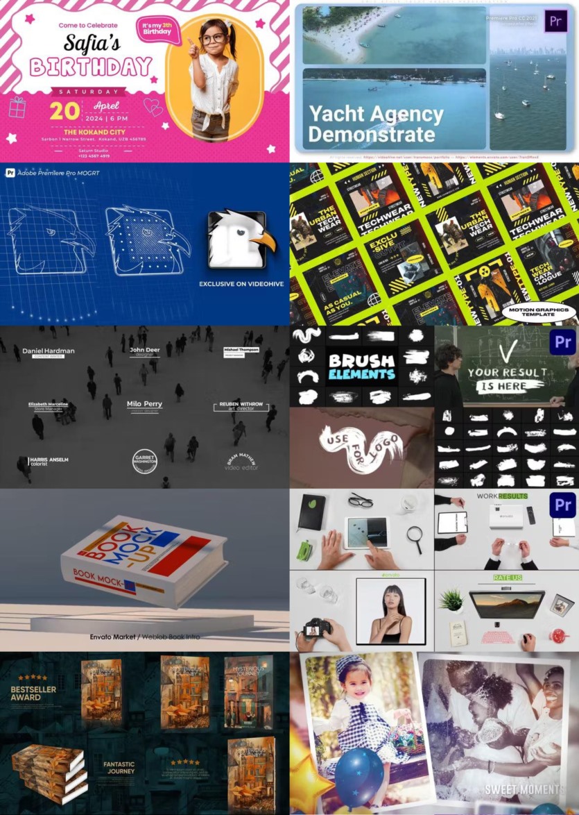 Premiere Pro PR模板素材合集2024年第1季 Premiere Pro Templates Bundle 2024 Vol.1